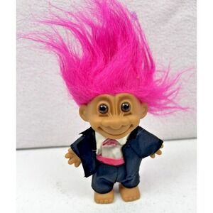 Russ Troll‎ Doll Groom Wedding Tuxedo Troll Doll with Pink Hair Vintage